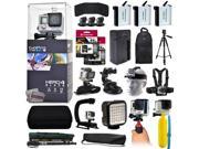 GoPro Hero 4 HERO4 Black CHDHX 401 with 128GB Memory 3x Batteries Travel Charger Backpack 60? Tripod Head Chest Strap Suction Cup Hand Glove LED
