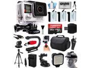 GoPro HERO4 Silver Edition 4K Action Camera with 64GB MicroSD 3x Batteries Charger Card Reader Large Case Action Handle Tripod Car Mount LED Light Helm