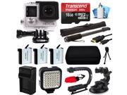 GoPro HERO4 Silver Edition 4K Action Camera with 16GB MicroSD Card 3x Batteries with Charger Opteka xGrip Action Video Stabilizer Night LED Light Car Mount