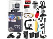 GoPro Hero 4 HERO4 Black Edition CHDHX 401 Kit with 128GB Memory Diving Mask X Grip Floating HandGrip Head Chest and Wrist Mount Monopod Battery