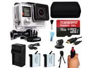 GoPro HERO4 Hero 4 Black Edition 4K Action Camera Camcorder with 16GB Starter Accessory Kit with MicroSD Card Hand Grip 2x Batteries Home and Car Charger Me
