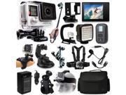 GoPro Hero 4 HERO4 Black Edition CHDHX 401 with 32GB Card LCD Display WiFi Remote X Grip LED Light Case Skeleton Housing Microphone Head Strap