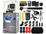 GoPro Hero 4 HERO4 Silver Edition CHDHY 401 with 32GB Memory 2 Batteries WiFi Remote Selfie Stick Tripod Charger Case Wrist Strap Helmet Mount K