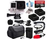 GoPro HERO4 Hero 4 Silver Edition 4K Action Camera Camcorder with 32GB MicroSD Card 2x Batteries Charger Large Case Stabilizer Handle Grip HDMI MicroSD Re