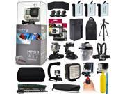 GoPro Hero 4 HERO4 Silver CHDHY 401 with 128GB Memory 3x Batteries Travel Charger Backpack 60 Tripod Head Chest Strap Suction Cup Hand Glove LE