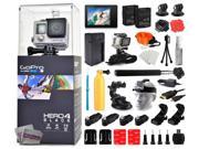 GoPro Hero 4 HERO4 Black Edition CHDHX 401 with LCD Display Selfie Stick 2 Batteries Travel Charger Floating Bobber 360 Degreet Mount HDMI Cable W