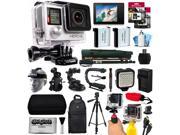 GoPro Hero 4 HERO4 Black Edition CHDHX 401 with LCD Display 2 Batteries 128GB Memory Monopod Travel Charger Head Strap Stabilizer Grip HDMI Cable