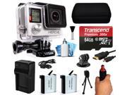 GoPro HERO4 Hero 4 Black Edition 4K Action Camera Camcorder with 64GB Starter Accessory Kit with MicroSD Card Hand Grip 2x Batteries Home and Car Charger Me