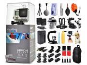 GoPro Hero 4 HERO4 Silver Edition CHDHY 401 with Floating Strap Cleaning Kit 2 Batteries Travel Charger X Grip Stabilizer Car Suction Cup Backpack