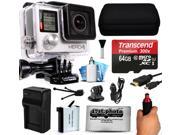 GoPro HERO4 Hero 4 Black Edition 4K Action Camera Camcorder with 64GB Accessory Kit with MicroSD Card Hand Grip Extra Battery Home and Car Charger Medium Ca