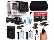 GoPro HERO4 Hero 4 Silver Edition 4K Action Camera Camcorder with 32GB MicroSD Card Stabilization Hand Grip 2x Batteries Home and Car Charger Medium Case H