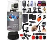 GoPro Hero 4 HERO4 Silver Edition CHDHY 401 with Scuba and Snow Filter WiFI Remote Selfie Stick Action Stabilizer Large Case 2 Battery Travel Charge