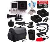 GoPro HERO4 Hero 4 Black Edition 4K Action Camera Camcorder with 32GB Beginner Accessories Kit with MicroSD Card 2x Batteries Charger Large Case Grip HDMI