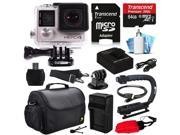 GoPro HERO4 Hero 4 Black Edition 4K Action Camera Camcorder with 64GB Must Have Accessories Kit with MicroSD Card Battery Charger Large Case Grip HDMI Car