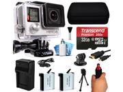 GoPro HERO4 Hero 4 Black Edition 4K Action Camera Camcorder with 32GB Starter Accessory Kit with MicroSD Card Hand Grip 2x Batteries Home and Car Charger Me