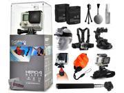 GoPro Hero 4 HERO4 Silver Edition CHDHY 401 with 2 Batteries Selfie Stick Head Strap Chest Strap Car Dash Mount Wrist Strap Opteka HG1 Floating St