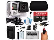 GoPro HERO4 Hero 4 Silver Edition 4K Action Camera Camcorder with 16GB MicroSD Card Stabilization Hand Grip Extra Battery Home and Car Charger Medium Case