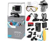 GoPro Hero 4 HERO4 Silver Edition CHDHX 401 Kit with 64GB Memory Diving Mask Floating HandGrip Head Chest and Wrist Mount Spare Battery Extra Charger