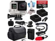 GoPro HERO4 Hero 4 Black Edition 4K Action Camera Camcorder with 16GB Beginner Accessories Kit with MicroSD Card 2x Batteries Charger Large Case Grip HDMI