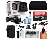GoPro HERO4 Hero 4 Silver Edition 4K Action Camera Camcorder with 32GB MicroSD Card Stabilization Hand Grip Extra Battery Home and Car Charger Medium Case