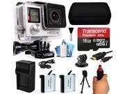 GoPro HERO4 Hero 4 Silver Edition 4K Action Camera Camcorder with 16GB MicroSD Card Stabilization Hand Grip 2x Batteries Home and Car Charger Medium Case H