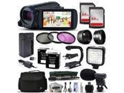 Canon VIXIA HF R62 HFR62 HD Camcorder Video Camera 128GB Memory Travel Charger 3 Filters 2 Batteries Opteka X Grip LED Light Microphone Monopod