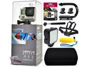 GoPro Hero 4 HERO4 Silver CHDHY 401 with 64GB Ultra Memory Premium Case Opteka X Grip Selfie Stick Chest Harness Strap LED Night Light Floaty Bobber