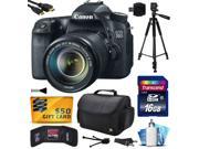 Canon EOS 70D Digital SLR Camera with 18 135mm STM Lens includes 16GB Memory Large Case Tripod Card Reader Card Wallet HDMI Mini Cable Cleaning Kit