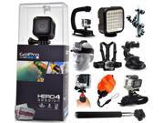 GoPro Hero 4 HERO4 Session CHDHS 101 with Opteka X Grip LED Light Flexible Tripod Chest Harness Headstrap Car Suction Cup Handgrip Stabilizer Floa