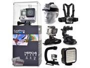 GoPro Hero 4 HERO4 Black CHDHX 401 with Headstrap Chest Harness Mount Wrist Glove Strap Suction Cup LED Light Opteka X Grip Action Stabilizer
