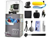 GoPro Hero 4 HERO4 Silver CHDHY 401 with Floaty Bobber Selfie Stick HDMI Cable MicroSD Reader Card wallet Tripod Adapter Cleaning Kit