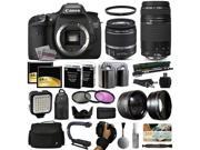 Canon EOS 7D DSLR Digital Camera 18 55mm IS II 75 300mm USM Lens 128GB Memory 2 Batteries Charger LED Video Light Backpack Case Filters Auxi