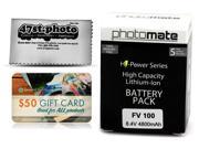 Photomate NP FV100 4800mAh Battery for Sony DCR SX15 SX20 SX21 SX33 SX34 SX43 SX45 Video Camera Camcorder