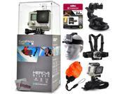 GoPro Hero 4 HERO4 Silver CHDHY 401 with 64GB Ultra Memory Suction Cup Mount Headstrap Chest Harness Hand Wrist Glove Floaty Strap