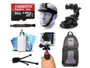 64GB Grip Backpack Head Mount All Around Accessories Kit for GoPro HERO4 Hero 4