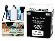 Photomate BP827 BP 827 3200mAh Battery for Canon HFS10 HFS11 HFS20 HFS21 HFS30 Video Camera Camcorder
