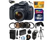 Canon EOS Rebel T5 EF S 18 55mm IS II Digital SLR with 16GB Memory Flash Battery Charger 5 Piece Filters Card Reader Grip Strap HDMI Mini Cable