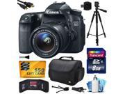 Canon EOS 70D Digital SLR Camera with 18 55mm STM Lens includes 8GB Memory Large Case Tripod Card Reader Card Wallet HDMI Mini Cable Cleaning Kit