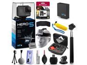 GoPro HERO5 Black CHDHX 501 with 64GB Ultra Memory Premium Case Selfie Stick Head Strap Floaty Bobber MicroSD Card Reader Cleaning Kit More