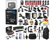 GoPro Hero 5 HERO5 Black Edition with Microphone X Grip LED Light Car Mount Travel Case Selfie Stick More