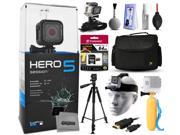GoPro HERO5 Session CHDHS 501 with 64GB Ultra Memory Large Padded Case 60? Pro Series Tripod Headstrap Mount Floaty Bobber HDMI Cable Wrist Glove