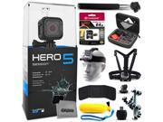 GoPro HERO5 Session CHDHS 501 with 64GB Ultra Memory Premium Case Head Strap Selfie Stick Chest Harness Flexible Tripod Floaty Bobber MicroSD Card