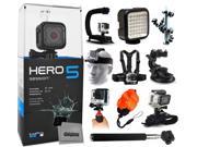GoPro HERO5 Session CHDHS 501 with Opteka X Grip LED Light Flexible Tripod Chest Harness Headstrap Car Suction Cup Handgrip Stabilizer Floaty Stra