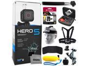 GoPro HERO5 Session CHDHS 501 with 32GB Ultra Memory Premium Case Head Strap Selfie Stick Chest Harness Flexible Tripod Floaty Bobber MicroSD Card