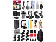 Opteka Cleaning Kit 32GB Card 2x Batteries Travel Charger X Grip Stabilizer Car Suction Cup Backpack Chest Strap Head Strap Helmet Kit More