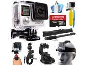 GoPro HERO4 Silver Edition 4K Action Camera with 16GB MicroSD Card Selfie Stick Bike Handlebar Mount Car Windshield Suction Cup Helmet Strap Floating Bobbe