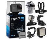 GoPro HERO5 Black CHDHX 501 with Headstrap Chest Harness Mount Wrist Glove Strap Suction Cup LED Light Opteka X Grip Action Stabilizer