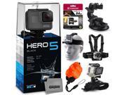 GoPro HERO5 Black CHDHX 501 with 64GB Ultra Memory Suction Cup Mount Headstrap Chest Harness Hand Wrist Glove Floaty Strap