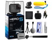 GoPro HERO5 Black CHDHX 501 with Floaty Bobber Selfie Stick HDMI Cable MicroSD Reader Card wallet Tripod Adapter Cleaning Kit