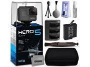 GoPro HERO5 Black CHDHX 501 with Two Extra Batteries Travel Charger Premium Case Lens Cleaning Pen Cleaning Kit